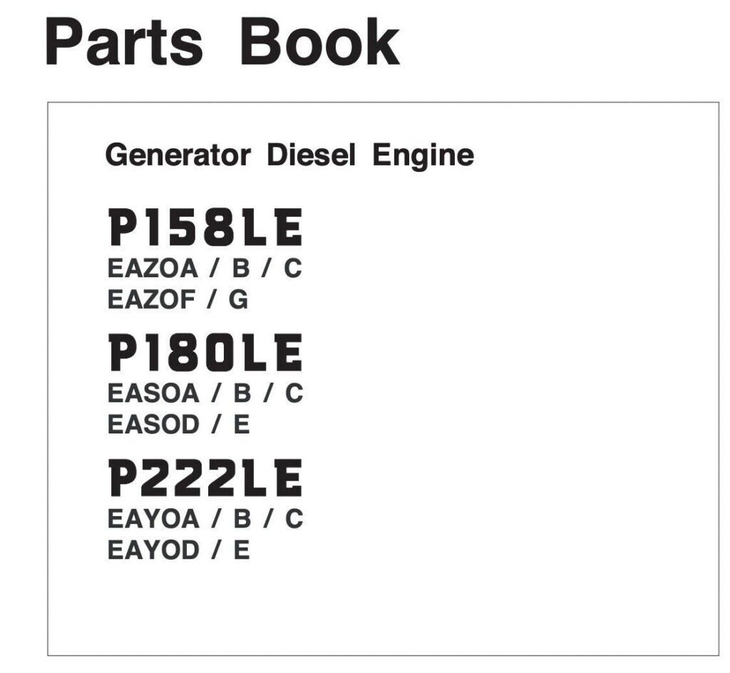 DOOSAN Generator P158LE P180LE P222LE parts manual catalog CD Mosaic